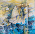 Warnemünde, 40cm x 40cm, Acryl/Mischtechnik auf Leinwand