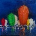 Regatta V, 100cm x 100cm, Acryl/Mischtechnik auf Leinwand