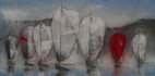 Regatta VI, 140cm x 70cm, Acryl/Mischtechnik auf Leinwand